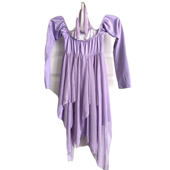 Dance Costume Light Purple Handkerchief Off The Shoulder Dress size Small - Picture 2 of 10